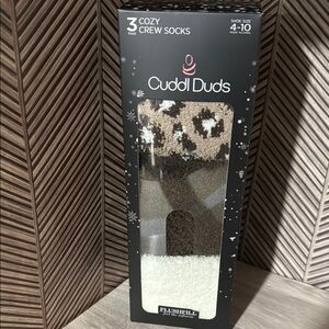 Cuddl Duds socks Cozy Crew browns Leopard and Neutral Tones NEW in box set soft